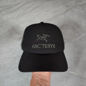 Arcteryx Bird Word Trucker SnapBack Cap Curved Bill Adjustable Black